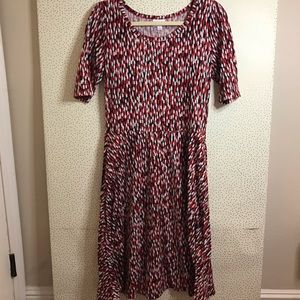 Lularoe Fun Patterned Nicole Fit-and-Flare Dress